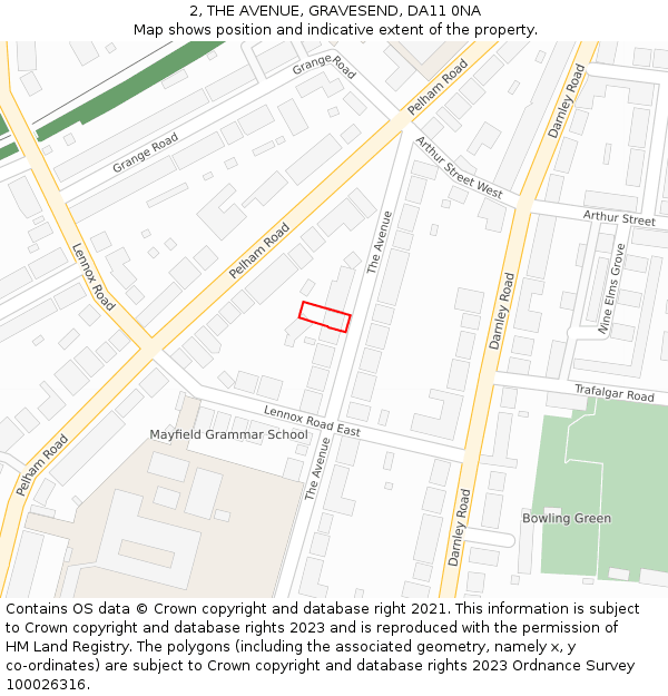 2, THE AVENUE, GRAVESEND, DA11 0NA: Location map and indicative extent of plot