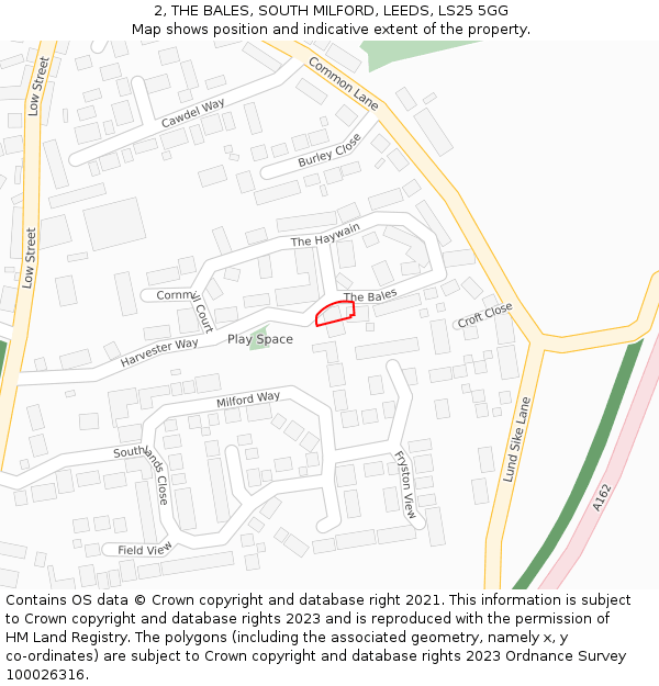 2, THE BALES, SOUTH MILFORD, LEEDS, LS25 5GG: Location map and indicative extent of plot