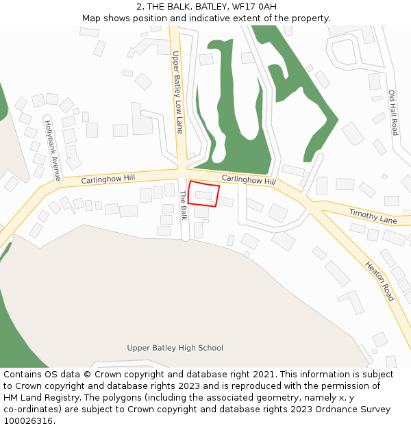 2, THE BALK, BATLEY, WF17 0AH: Location map and indicative extent of plot