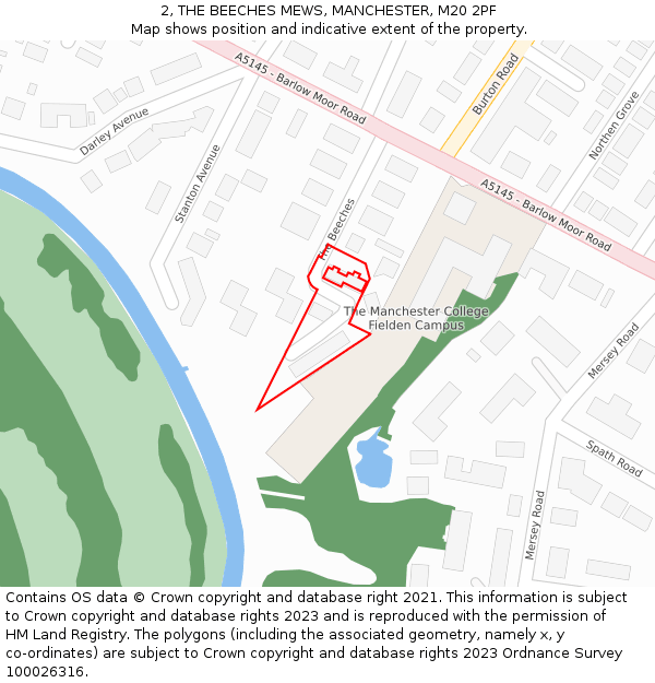 2, THE BEECHES MEWS, MANCHESTER, M20 2PF: Location map and indicative extent of plot