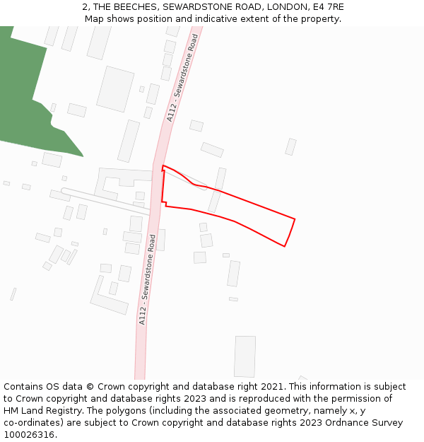 2, THE BEECHES, SEWARDSTONE ROAD, LONDON, E4 7RE: Location map and indicative extent of plot