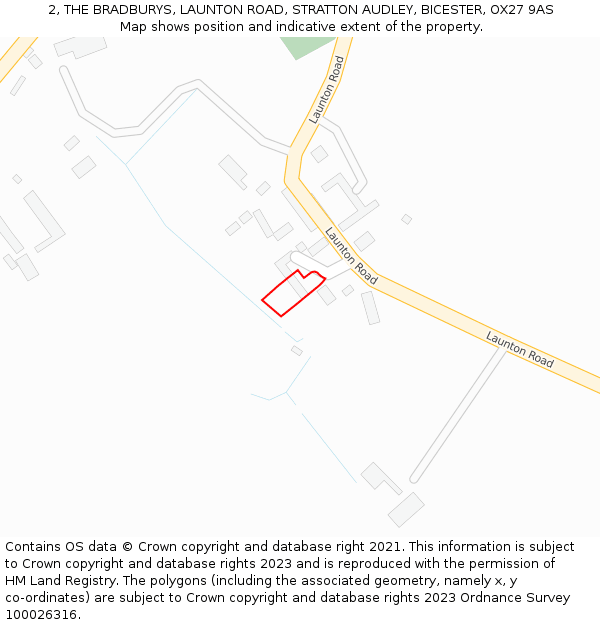 2, THE BRADBURYS, LAUNTON ROAD, STRATTON AUDLEY, BICESTER, OX27 9AS: Location map and indicative extent of plot