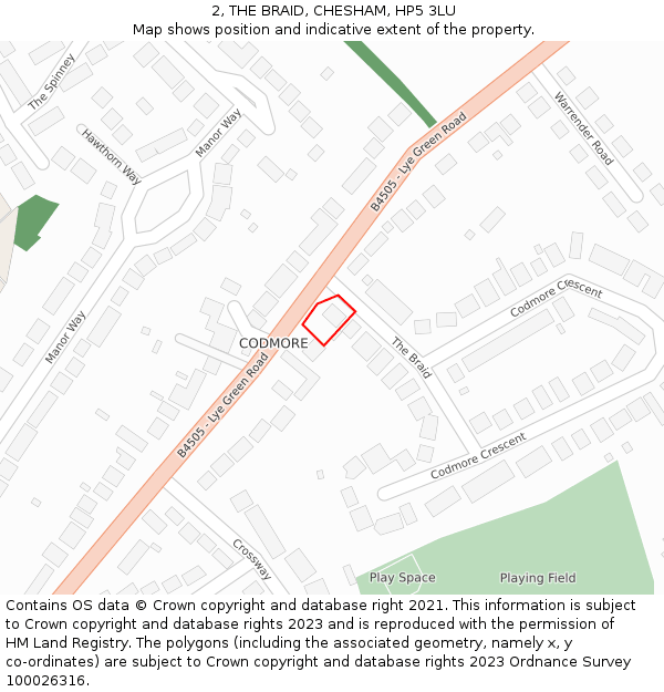 2, THE BRAID, CHESHAM, HP5 3LU: Location map and indicative extent of plot