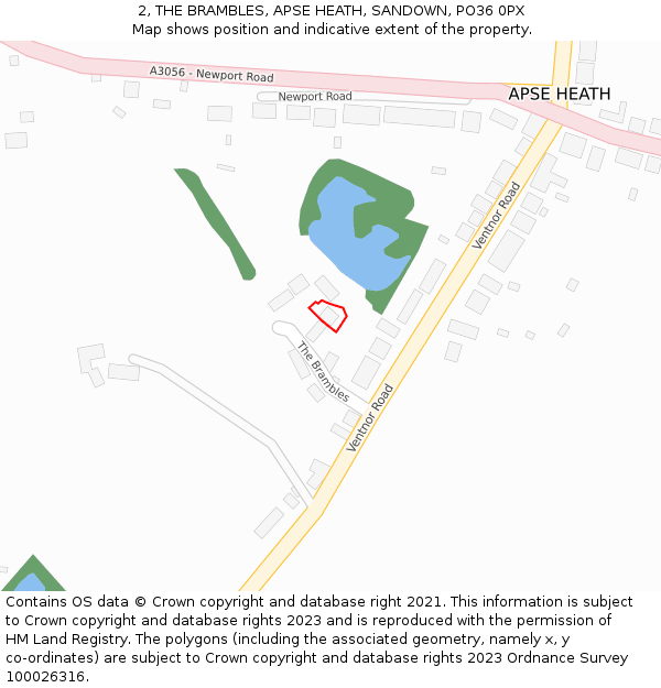 2, THE BRAMBLES, APSE HEATH, SANDOWN, PO36 0PX: Location map and indicative extent of plot