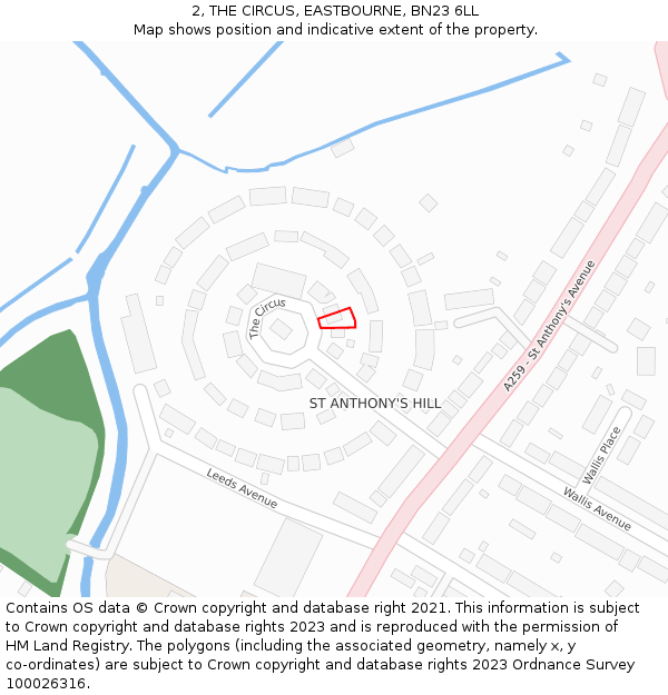 2, THE CIRCUS, EASTBOURNE, BN23 6LL: Location map and indicative extent of plot