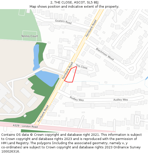 2, THE CLOSE, ASCOT, SL5 8EJ: Location map and indicative extent of plot