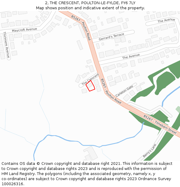2, THE CRESCENT, POULTON-LE-FYLDE, FY6 7LY: Location map and indicative extent of plot