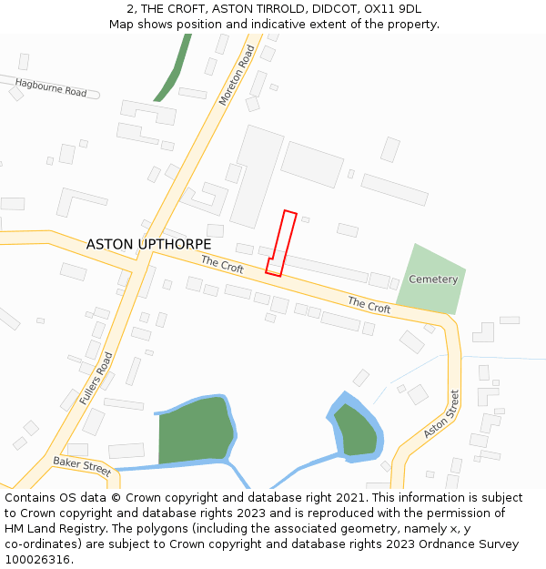 2, THE CROFT, ASTON TIRROLD, DIDCOT, OX11 9DL: Location map and indicative extent of plot