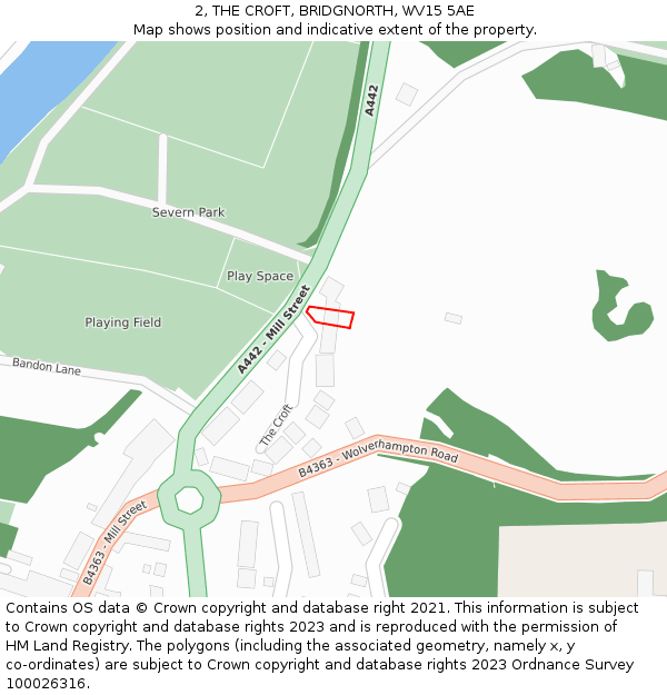 2, THE CROFT, BRIDGNORTH, WV15 5AE: Location map and indicative extent of plot