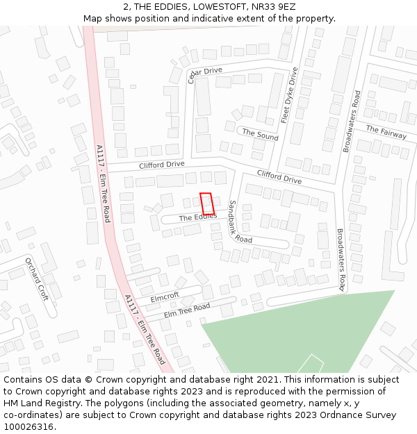 2, THE EDDIES, LOWESTOFT, NR33 9EZ: Location map and indicative extent of plot