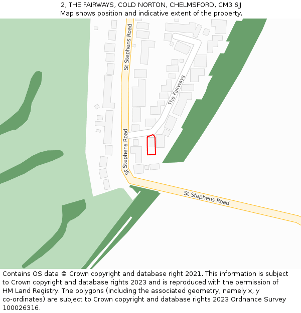 2, THE FAIRWAYS, COLD NORTON, CHELMSFORD, CM3 6JJ: Location map and indicative extent of plot