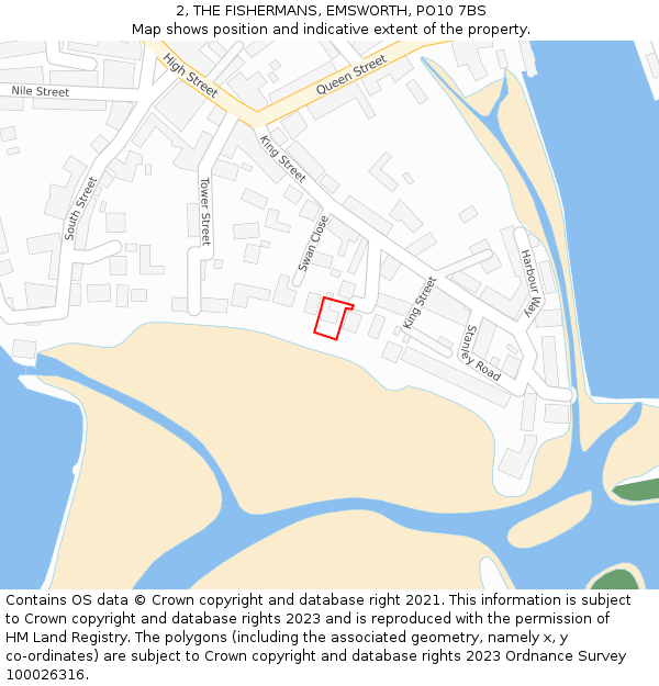 2, THE FISHERMANS, EMSWORTH, PO10 7BS: Location map and indicative extent of plot