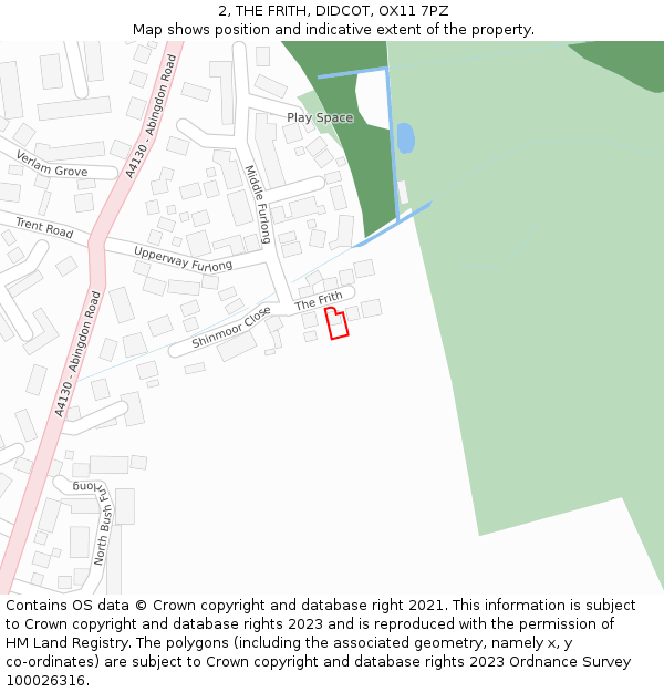 2, THE FRITH, DIDCOT, OX11 7PZ: Location map and indicative extent of plot