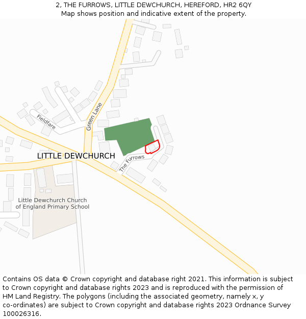 2, THE FURROWS, LITTLE DEWCHURCH, HEREFORD, HR2 6QY: Location map and indicative extent of plot