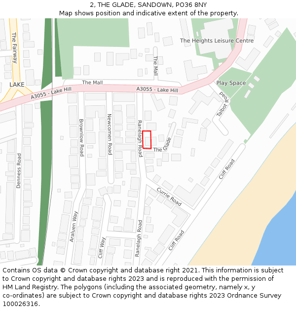 2, THE GLADE, SANDOWN, PO36 8NY: Location map and indicative extent of plot