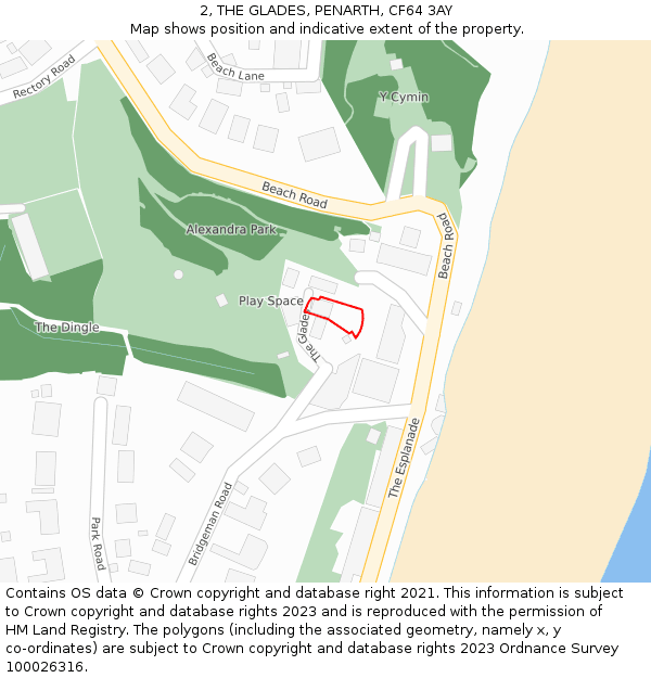 2, THE GLADES, PENARTH, CF64 3AY: Location map and indicative extent of plot