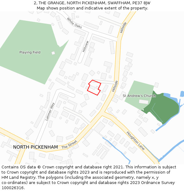 2, THE GRANGE, NORTH PICKENHAM, SWAFFHAM, PE37 8JW: Location map and indicative extent of plot