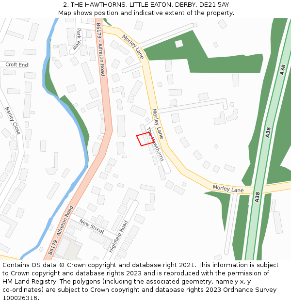 2, THE HAWTHORNS, LITTLE EATON, DERBY, DE21 5AY: Location map and indicative extent of plot