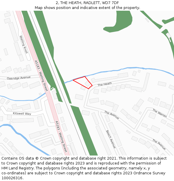 2, THE HEATH, RADLETT, WD7 7DF: Location map and indicative extent of plot