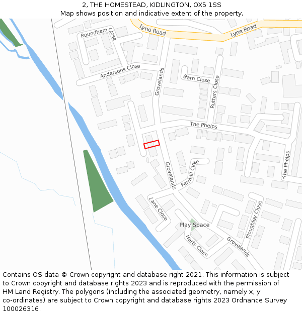 2, THE HOMESTEAD, KIDLINGTON, OX5 1SS: Location map and indicative extent of plot