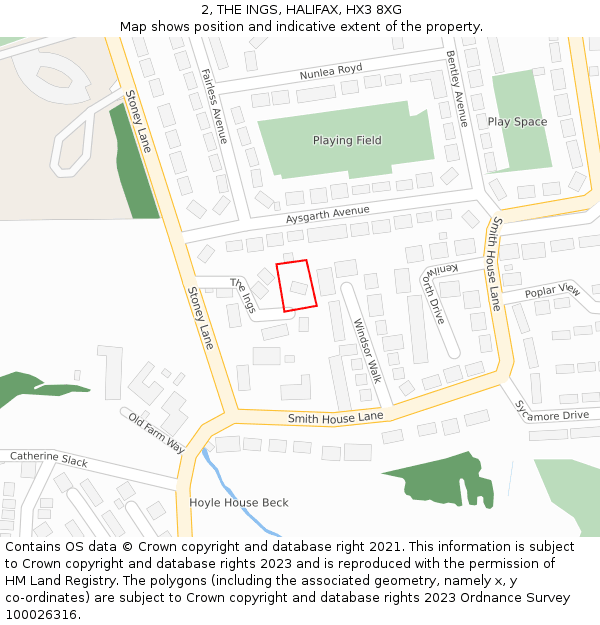 2, THE INGS, HALIFAX, HX3 8XG: Location map and indicative extent of plot