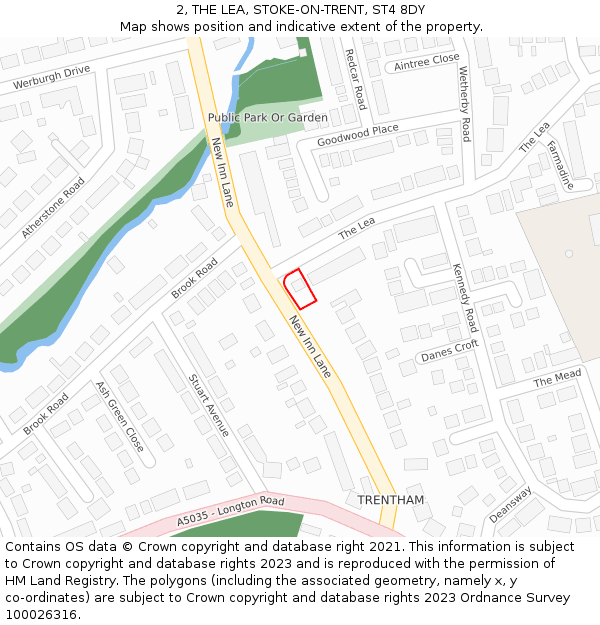 2, THE LEA, STOKE-ON-TRENT, ST4 8DY: Location map and indicative extent of plot