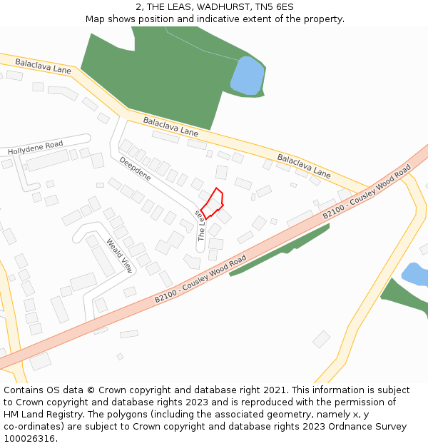 2, THE LEAS, WADHURST, TN5 6ES: Location map and indicative extent of plot