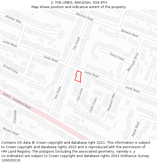 2, THE LIMES, RAYLEIGH, SS6 8TH: Location map and indicative extent of plot
