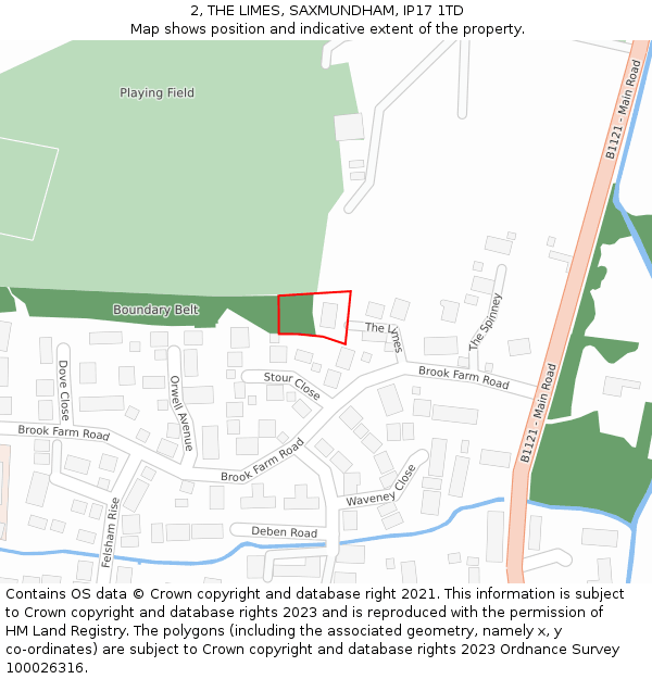 2, THE LIMES, SAXMUNDHAM, IP17 1TD: Location map and indicative extent of plot