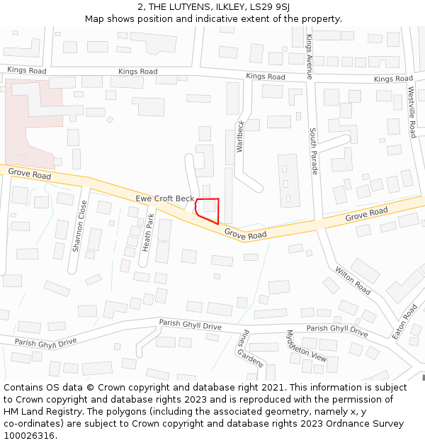 2, THE LUTYENS, ILKLEY, LS29 9SJ: Location map and indicative extent of plot