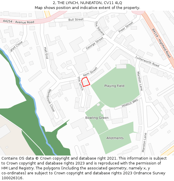 2, THE LYNCH, NUNEATON, CV11 4LQ: Location map and indicative extent of plot