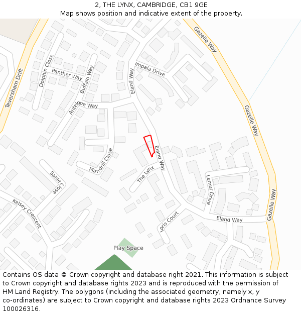 2, THE LYNX, CAMBRIDGE, CB1 9GE: Location map and indicative extent of plot