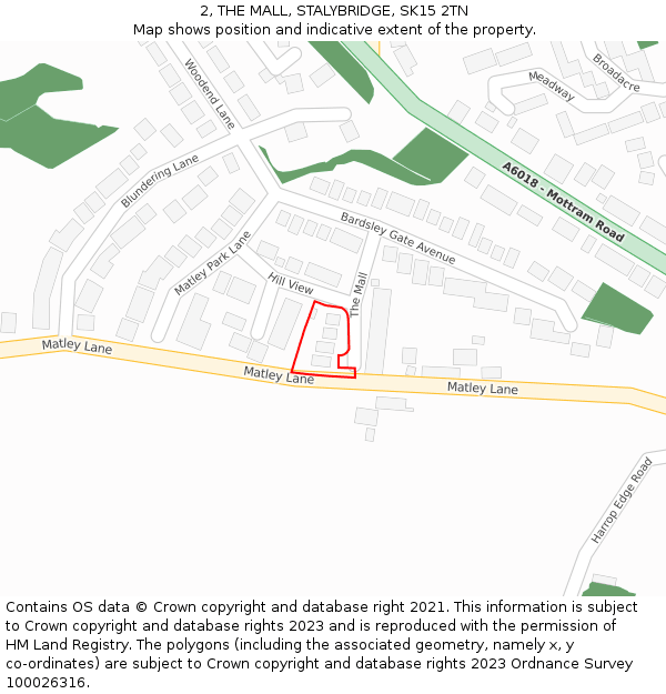 2, THE MALL, STALYBRIDGE, SK15 2TN: Location map and indicative extent of plot