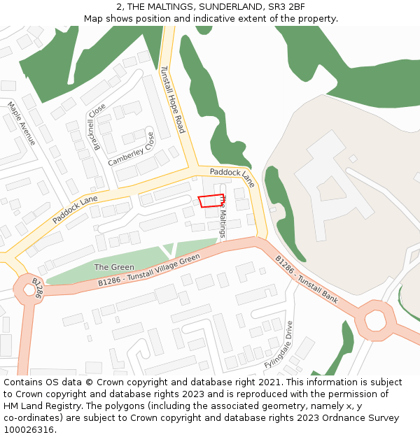 2, THE MALTINGS, SUNDERLAND, SR3 2BF: Location map and indicative extent of plot