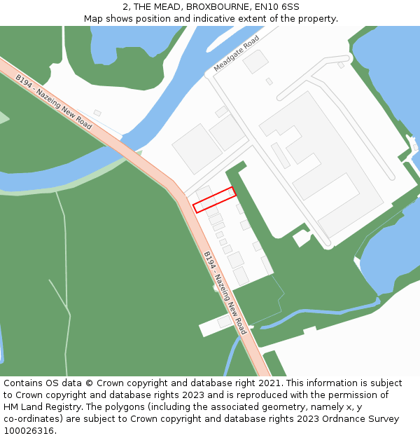 2, THE MEAD, BROXBOURNE, EN10 6SS: Location map and indicative extent of plot