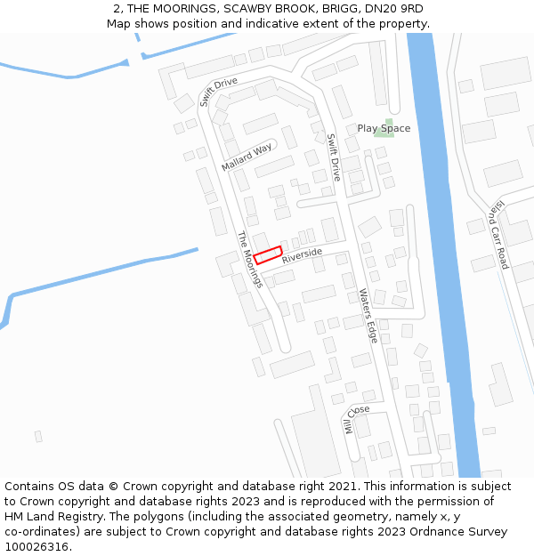 2, THE MOORINGS, SCAWBY BROOK, BRIGG, DN20 9RD: Location map and indicative extent of plot