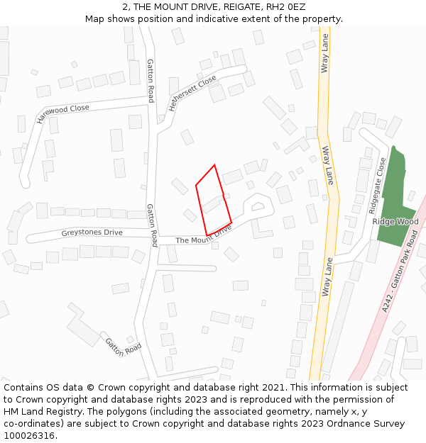 2, THE MOUNT DRIVE, REIGATE, RH2 0EZ: Location map and indicative extent of plot