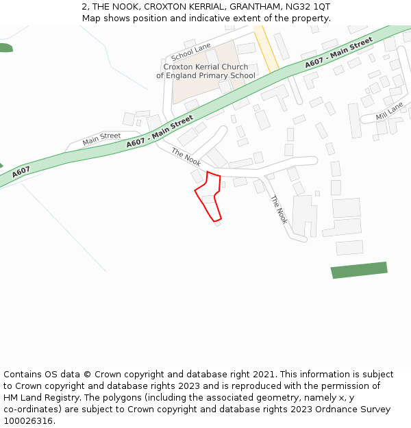 2, THE NOOK, CROXTON KERRIAL, GRANTHAM, NG32 1QT: Location map and indicative extent of plot