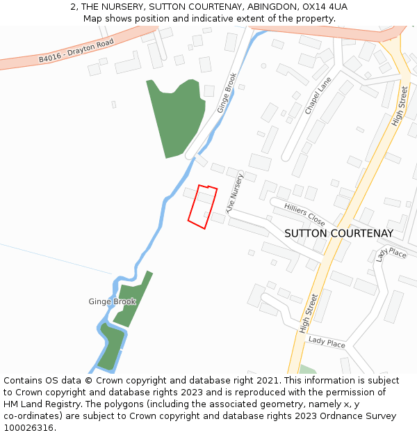 2, THE NURSERY, SUTTON COURTENAY, ABINGDON, OX14 4UA: Location map and indicative extent of plot