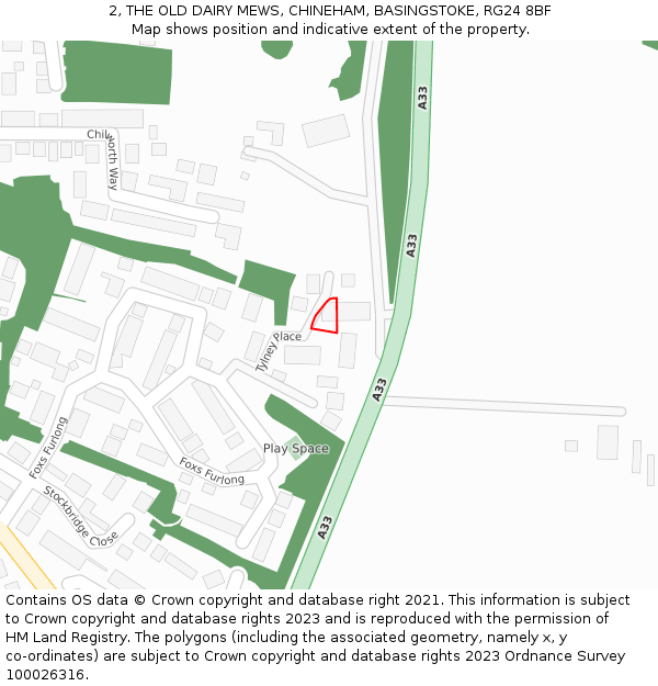 2, THE OLD DAIRY MEWS, CHINEHAM, BASINGSTOKE, RG24 8BF: Location map and indicative extent of plot