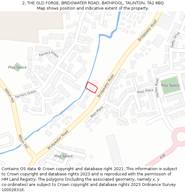 2, THE OLD FORGE, BRIDGWATER ROAD, BATHPOOL, TAUNTON, TA2 8BQ: Location map and indicative extent of plot