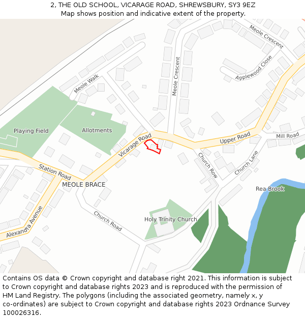 2, THE OLD SCHOOL, VICARAGE ROAD, SHREWSBURY, SY3 9EZ: Location map and indicative extent of plot