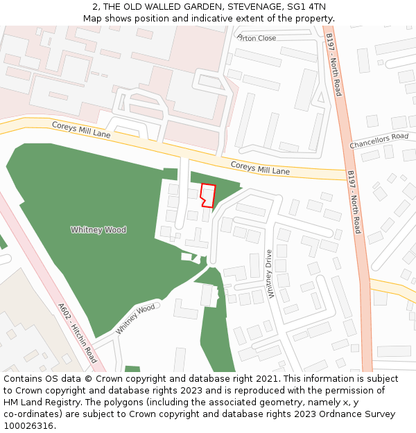 2, THE OLD WALLED GARDEN, STEVENAGE, SG1 4TN: Location map and indicative extent of plot