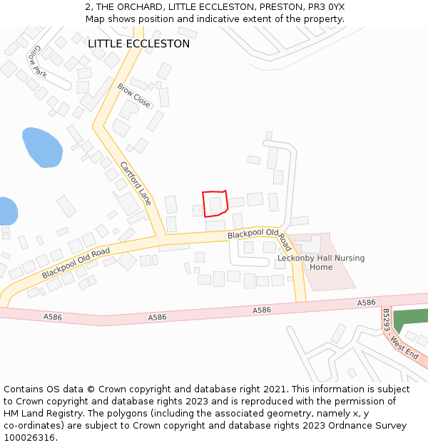 2, THE ORCHARD, LITTLE ECCLESTON, PRESTON, PR3 0YX: Location map and indicative extent of plot