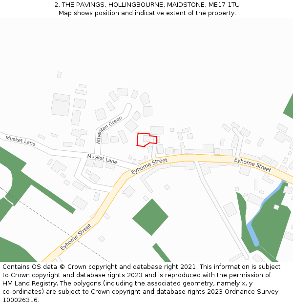 2, THE PAVINGS, HOLLINGBOURNE, MAIDSTONE, ME17 1TU: Location map and indicative extent of plot