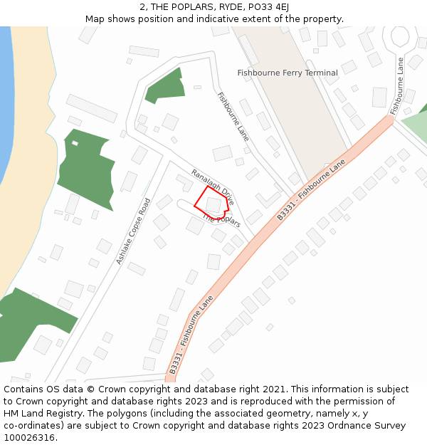 2, THE POPLARS, RYDE, PO33 4EJ: Location map and indicative extent of plot