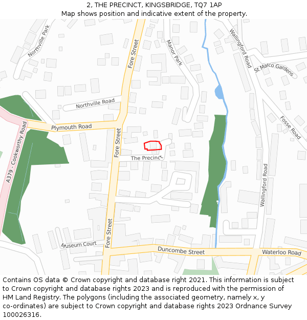 2, THE PRECINCT, KINGSBRIDGE, TQ7 1AP: Location map and indicative extent of plot