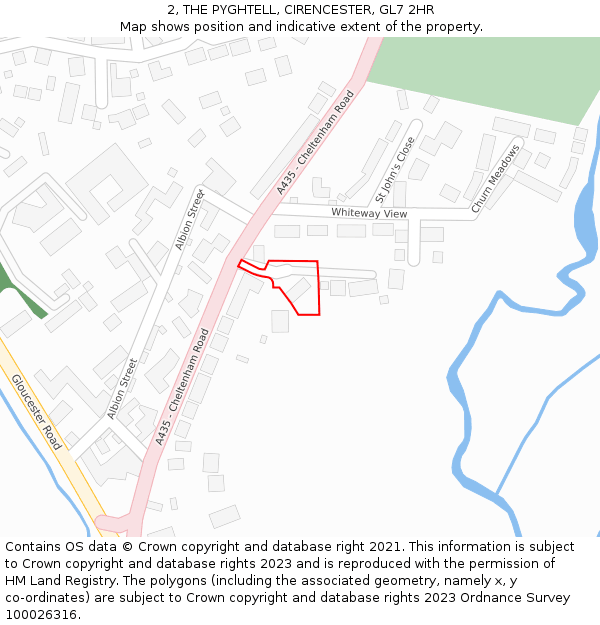 2, THE PYGHTELL, CIRENCESTER, GL7 2HR: Location map and indicative extent of plot