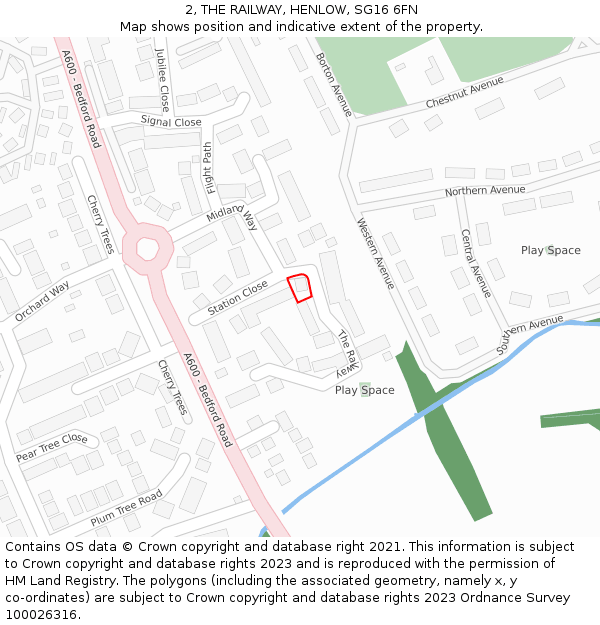 2, THE RAILWAY, HENLOW, SG16 6FN: Location map and indicative extent of plot