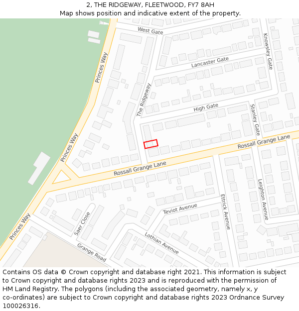 2, THE RIDGEWAY, FLEETWOOD, FY7 8AH: Location map and indicative extent of plot